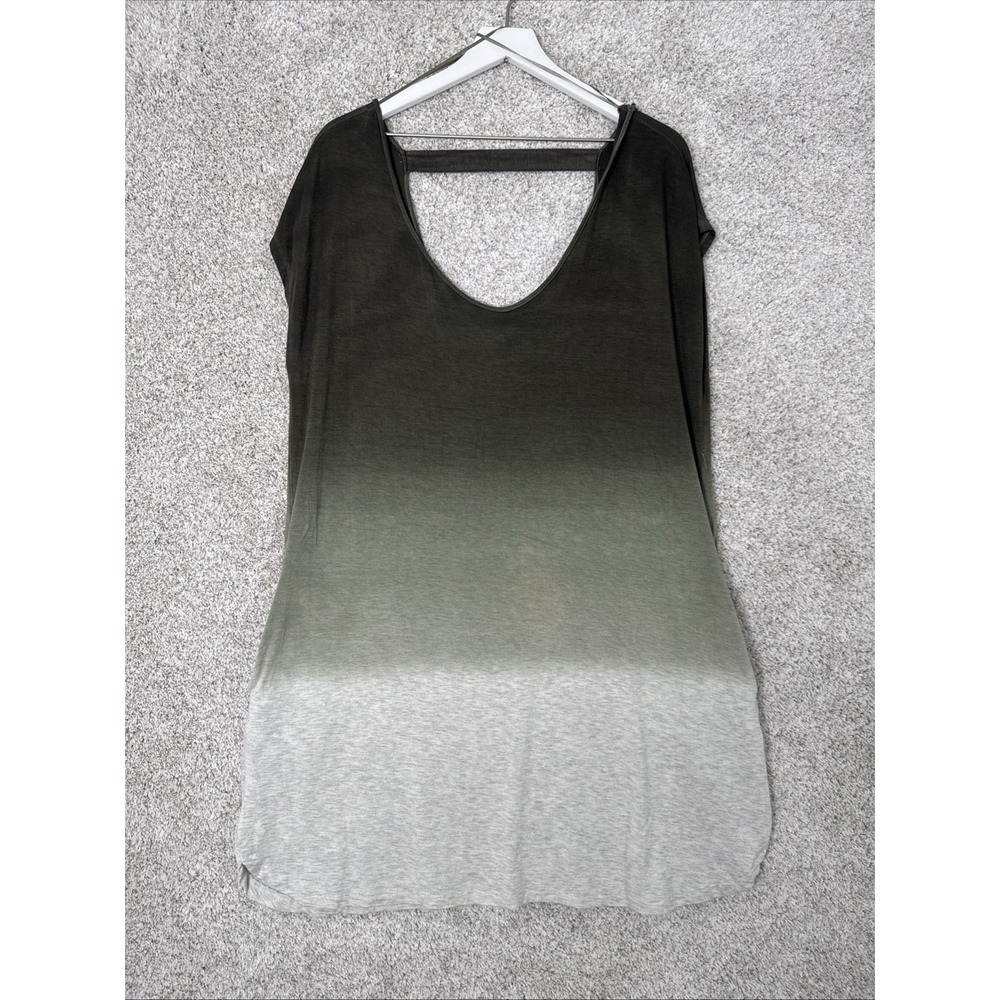 Marina Luna Green & Gray Tie Dye Dress/Beach Coverup W/Pockets - Large